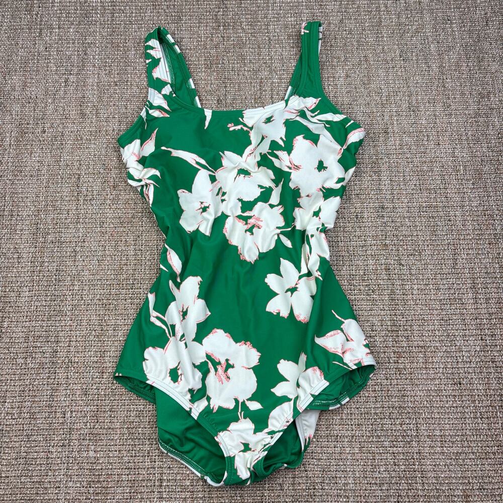 🌺 Lands' End One Piece Swimsuit | Size 14 | Green Floral